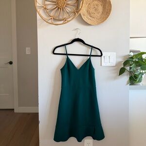 Express Teal Spaghetti-strap Style V-Neck Mini Dress
